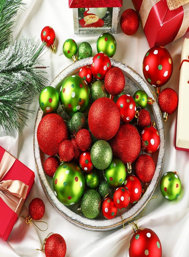 Daifunli 68 Pcs Christmas Tree Ball Ornaments 2.4 1.6 1.2 Red Green Glittering Hanging Xmas Ball Lime Green Elf Christmas Ball Decoration Shatterproof Dot Ball Decor for Winter Tree Party Event Decor - Image 5